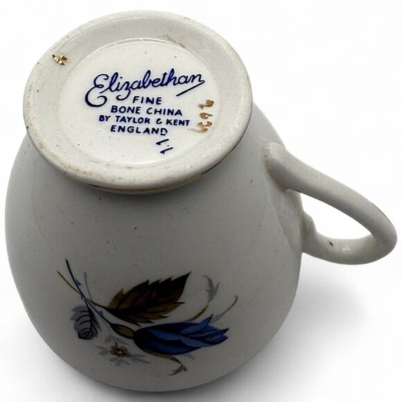 Elizabethan Taylor & Kent Fine Bone China Blue Rose Teacup England VTG - Picture 3 of 3